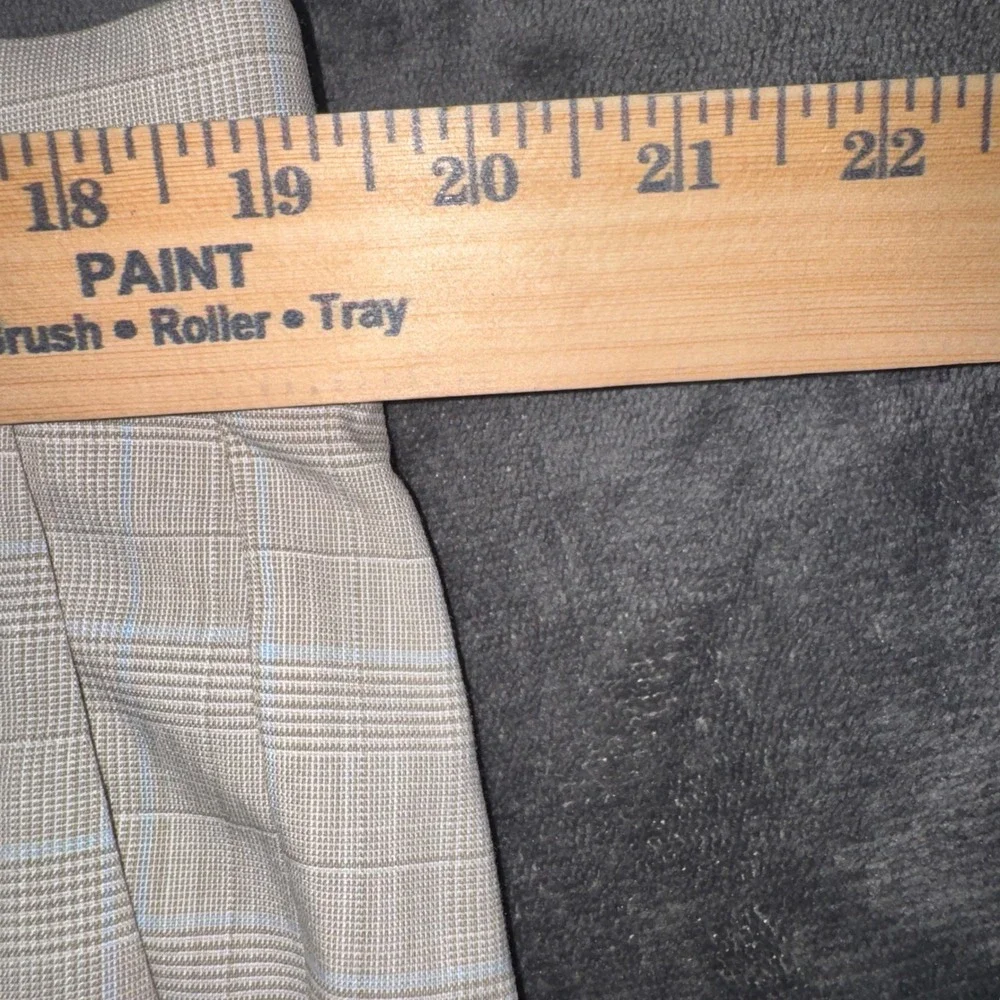 NWT Mens 38x32 Kenneth Cole Reaction Dress Pants Oatmeal Stretch Slim Fit Plaid